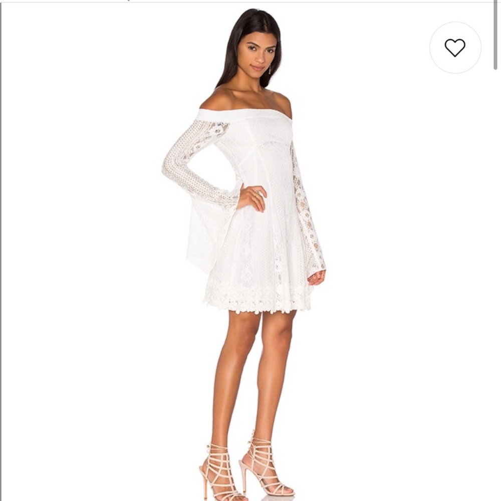Nicholas Cornelli lace white fit and flare mini dress off the shoulder